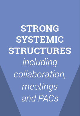 Strong systemic structures including collaboration, meetings and PACs