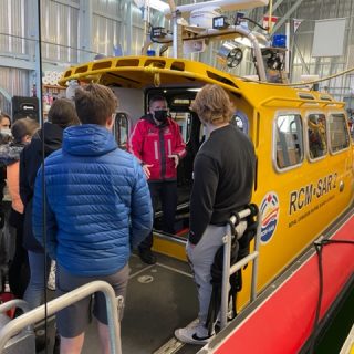 Students visiting the Search & Rescue station